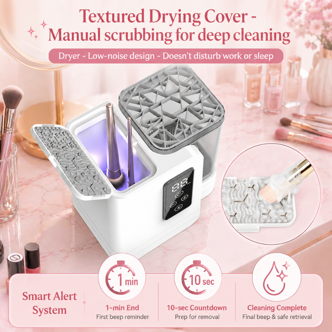 Textured silicone scrub and smart drying system